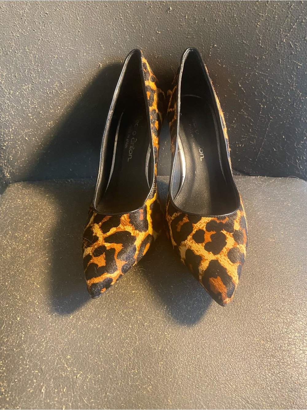 Pedro Anton Leopard-Print Pointed Toe Pumps - Black/Brown/Gold
